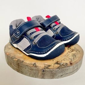 Stride Rite Wes Baby Boy Shoes Navy/Gray Color Leather Upper NWB Size 4